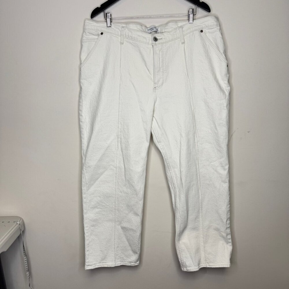 Abercrombie & Fitch Curve Love Mid Rise Baggy Jean Cream Plus Size 34 18 - Picture 2 of 14